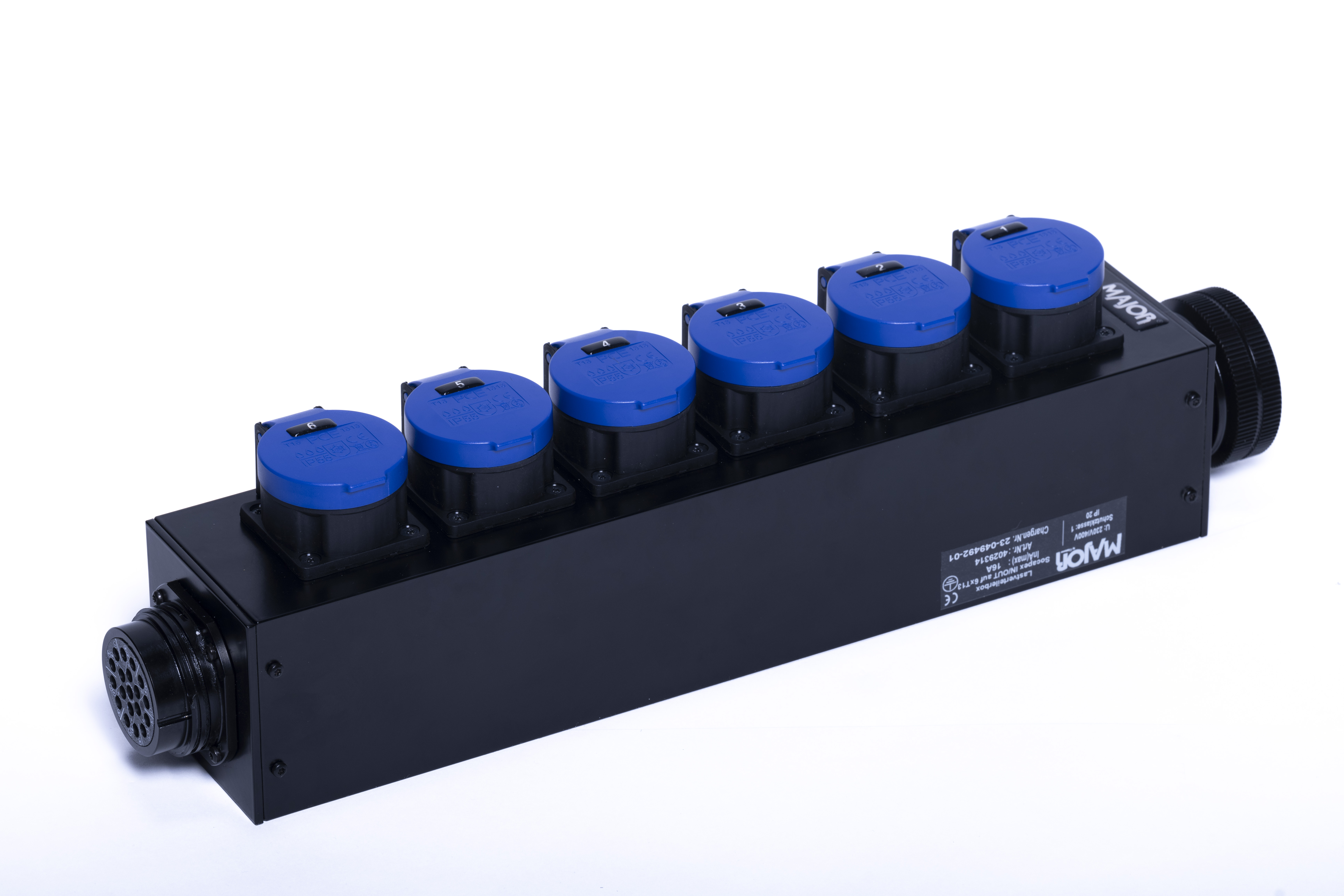 MAJOR Slimline Lastverteiler Alu, Socapex auf 6 x T13 + Socapex female, IP20