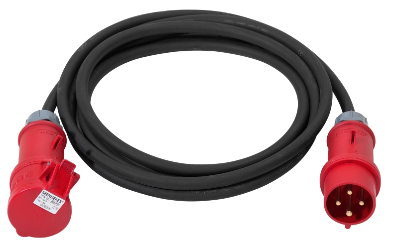Câble moteur Major CEE16, fiche 4 pôles rouge, 16A, 4 x 2,5 mm², 5m