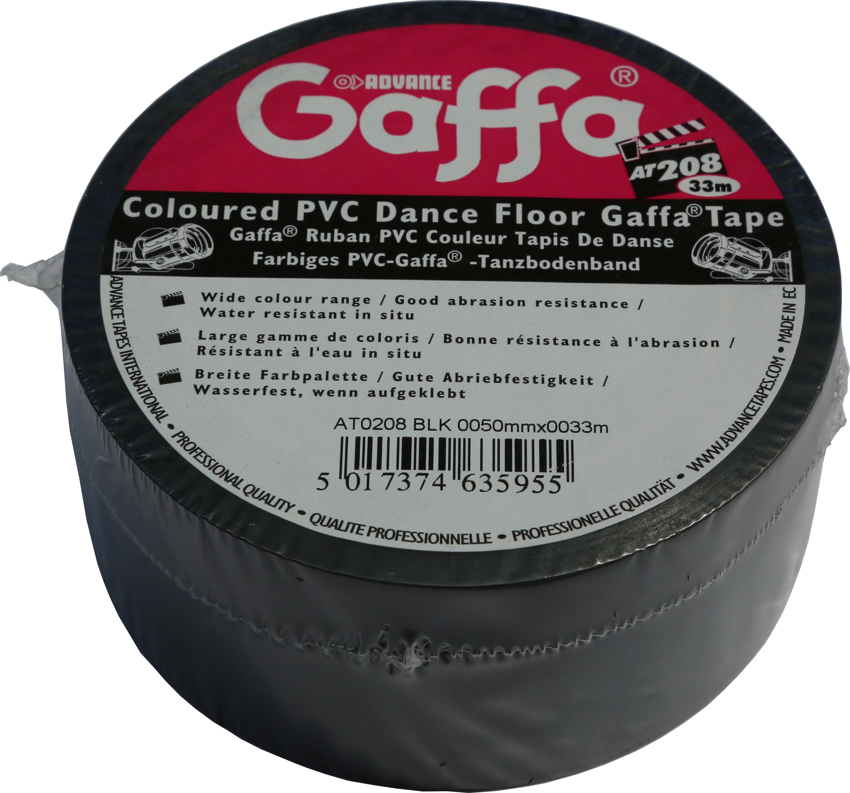 Advance PVC Dance Floor Gaffa Tape noir mat 50 mm 33 m