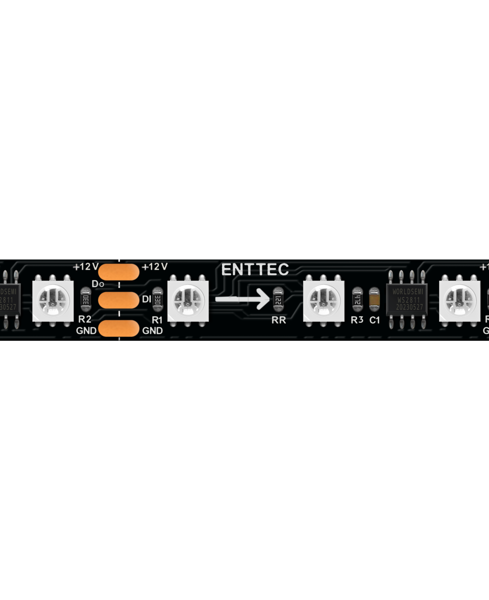 Enttec Black Pixel Tape, 60 LED/m RGB 12 V, noir - Long Range