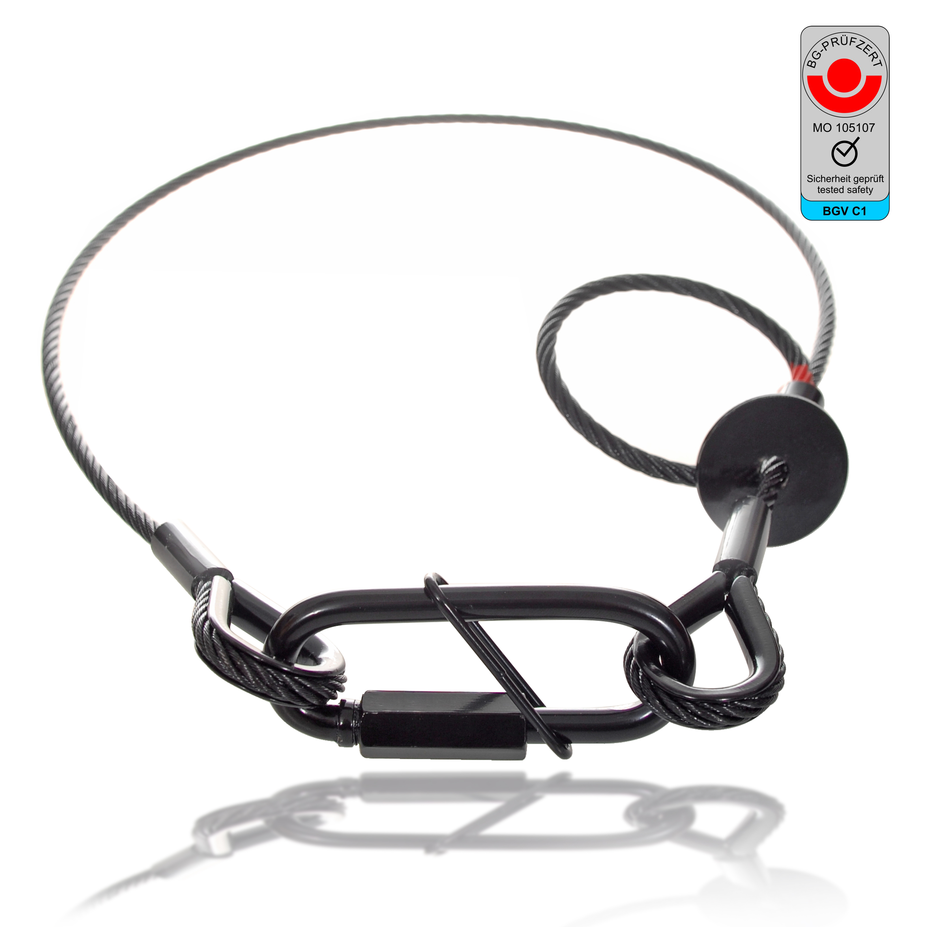 MAJOR corde de sécurité Saveking®, 5mm, 0,6m, connecteur modèle long,noir