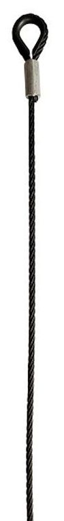 ELLER Câble en acier 4 mm, longueur 200 cm, avec 1 x cosse/1 x cosse à incandescence, noir