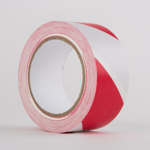 Le Mark Hazard Warning PVC Tape rouge/blanc, 50 mm x 33 m **article en fin de vie**