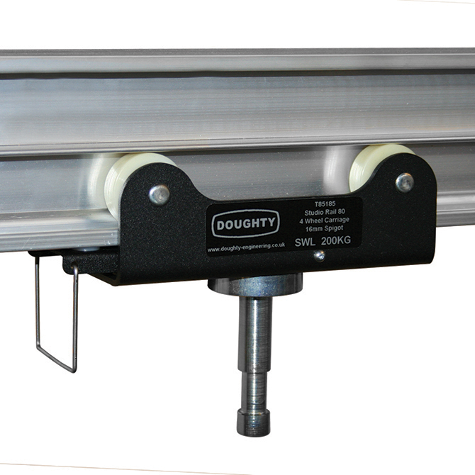 Doughty Engineering Studio Rail 80 Chariot à 4 roues, complet avec tourillon 5/8" (frein)
