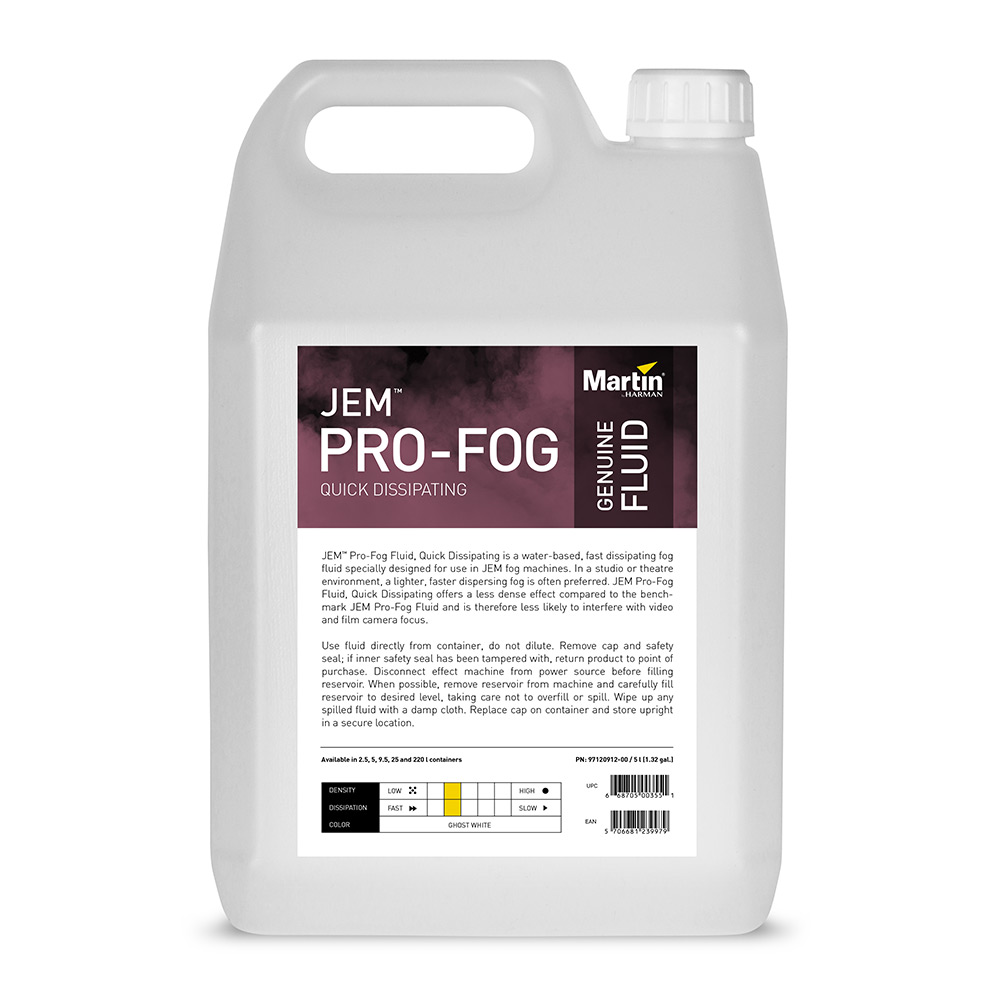 JEM Professional Pro-Fog Fluid, Quick Dissipating, 4 x 5 l