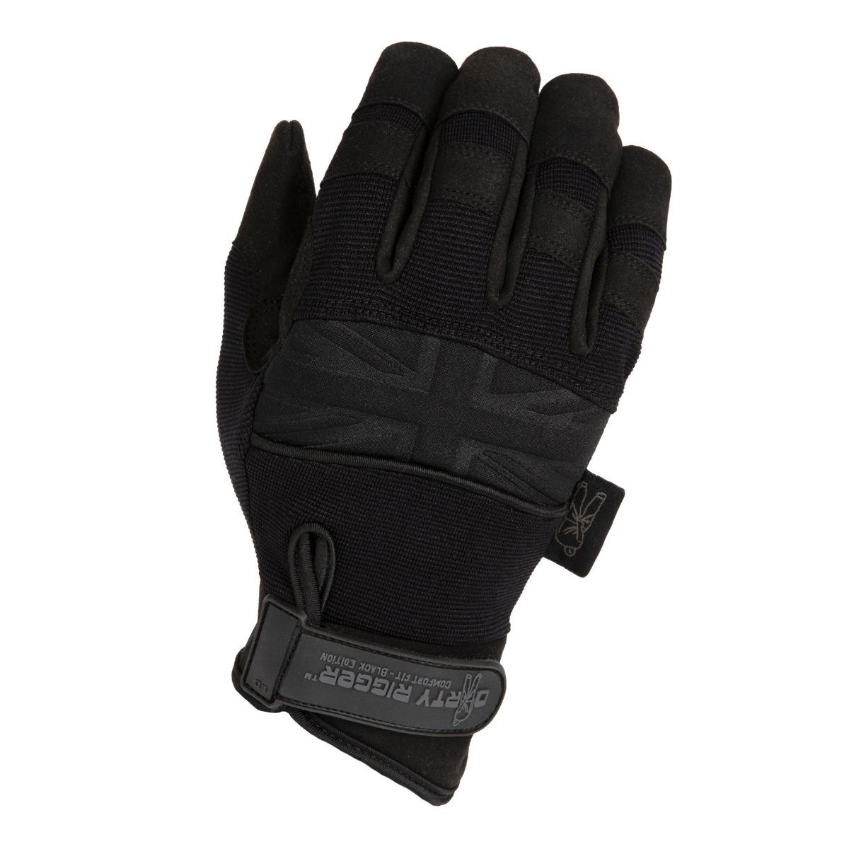 Dirty Rigger Comfort Fit BLACK EDITION Full Finger, taille S